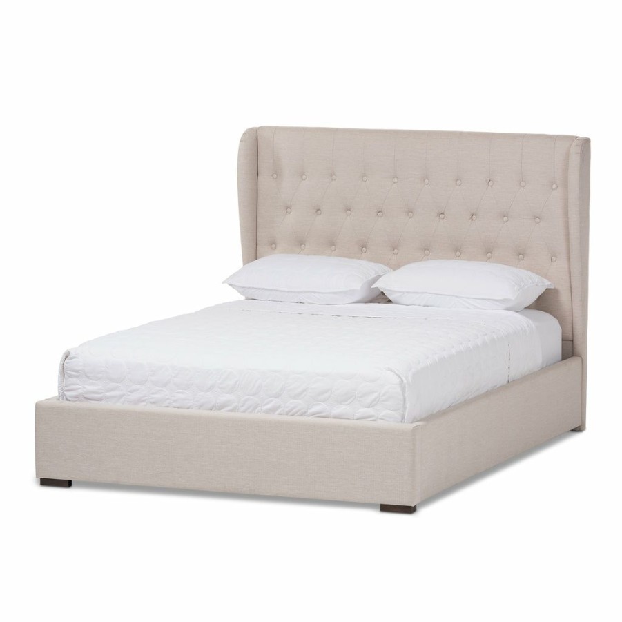 Bed * | Baxton Studio Less Expensive Taylor Modern Contemporary Fabric Queen Size Gas-Lift Platform Bed