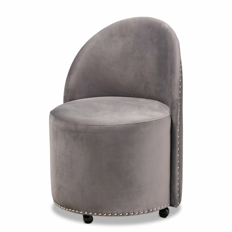 Chair * | Baxton Studio Low Price Bethel Glam And Luxe Velvet Fabric Upholstered Rolling Accent Chair