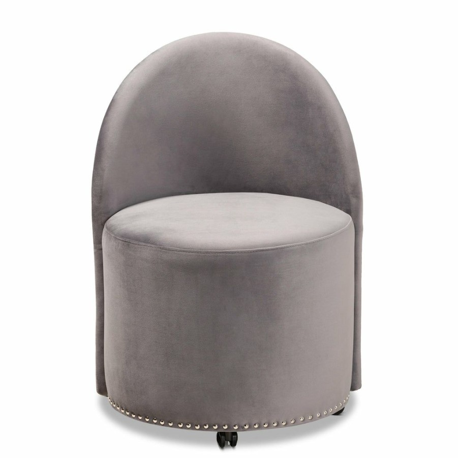 Chair * | Baxton Studio Low Price Bethel Glam And Luxe Velvet Fabric Upholstered Rolling Accent Chair