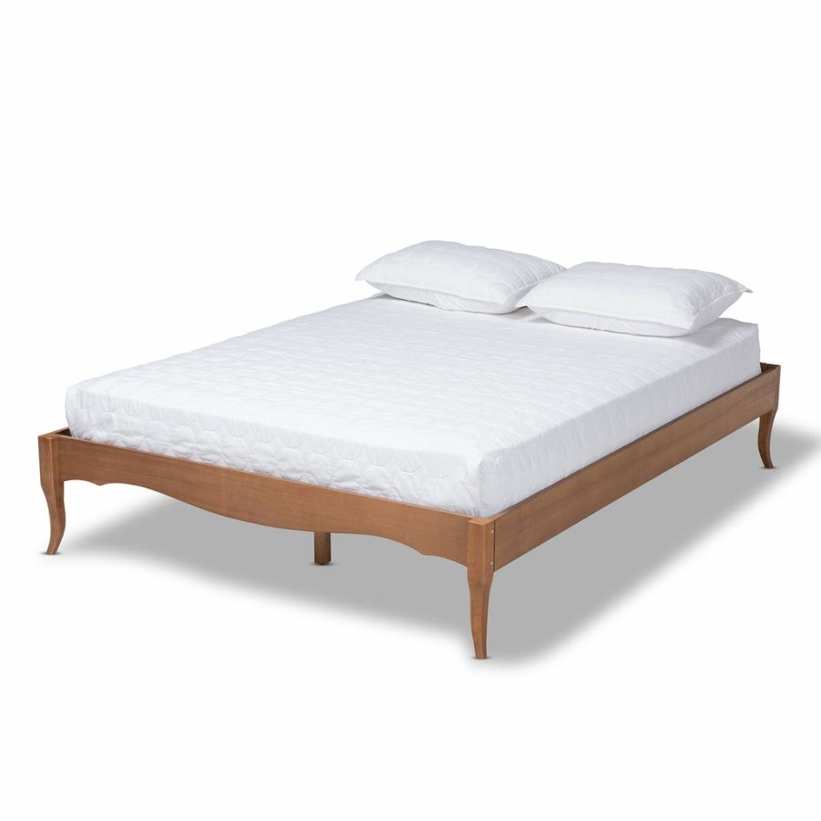 Bed * | Baxton Studio Online Discount Marieke Vintage French Inspired Ash Wanut Finished Queen Size Wood Bed Frame