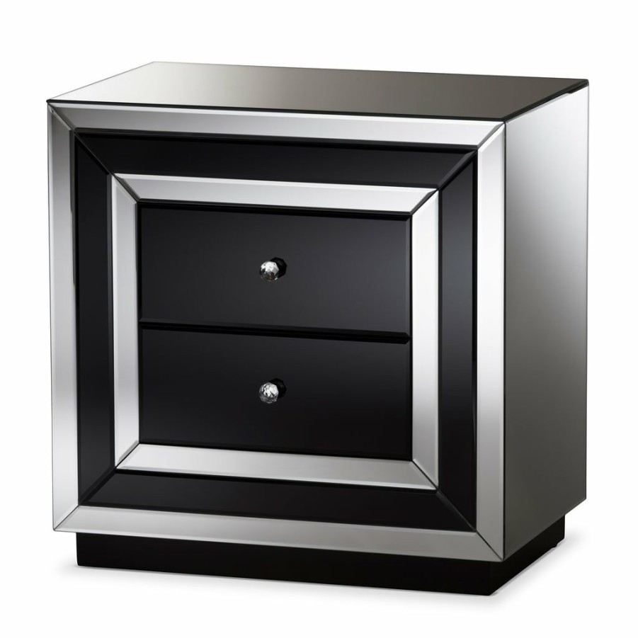 Nightstand * | Baxton Studio Typical Style Cecilia Hollywood Regency Glamour Style Mirrored 2-Drawer Nightstand