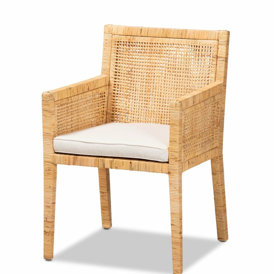 Dining Chair * | Baxton Studio Crazy Deals Karis Modern And Contemporary Natural Finished Wood And Rattan Dining Chair