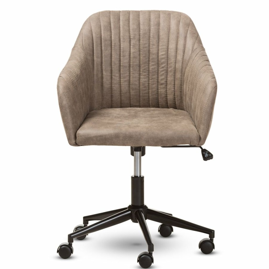 Chair * | Baxton Studio Attractive Maida Mid-Century Modern Light Brown Fabric Upholstered Office Chair