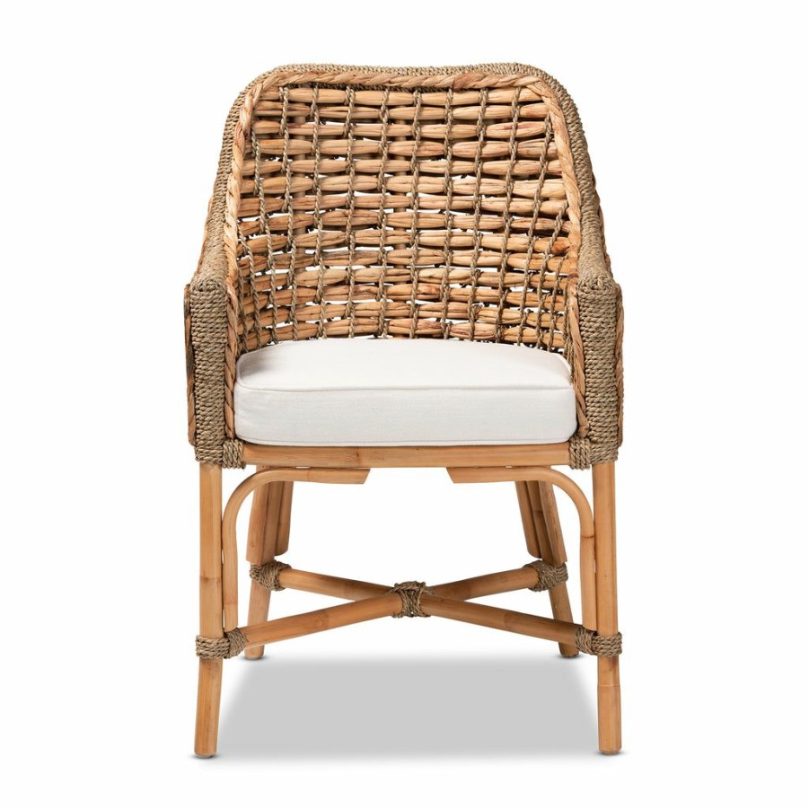 Dining Chair * | Baxton Studio Fashion Kyle Modern Bohemian Natural Brown Woven Rattan Dining Chair With Cushion