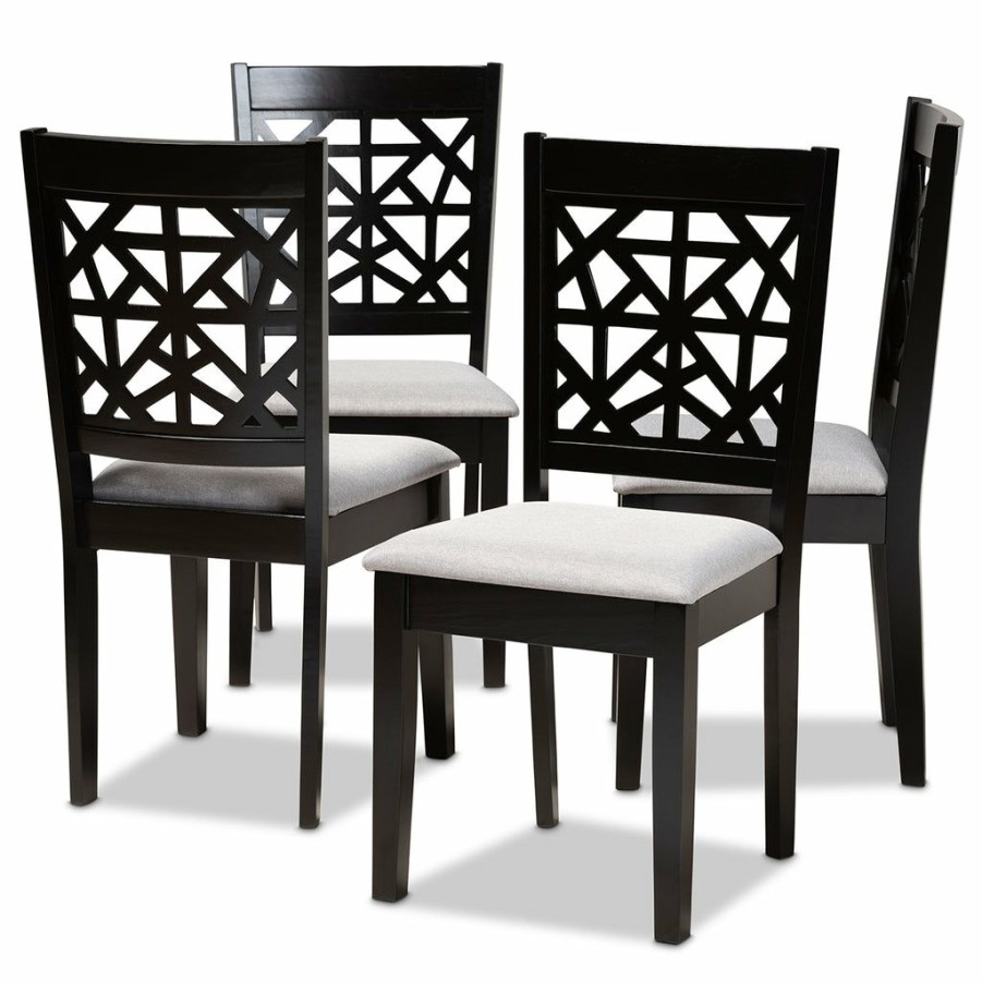 Dining Chair * | Baxton Studio Less Expensive Jackson Modern Contemporary Fabric Upholstered And Espresso Brown Finished Wood 4-Piece Dining Chair Set