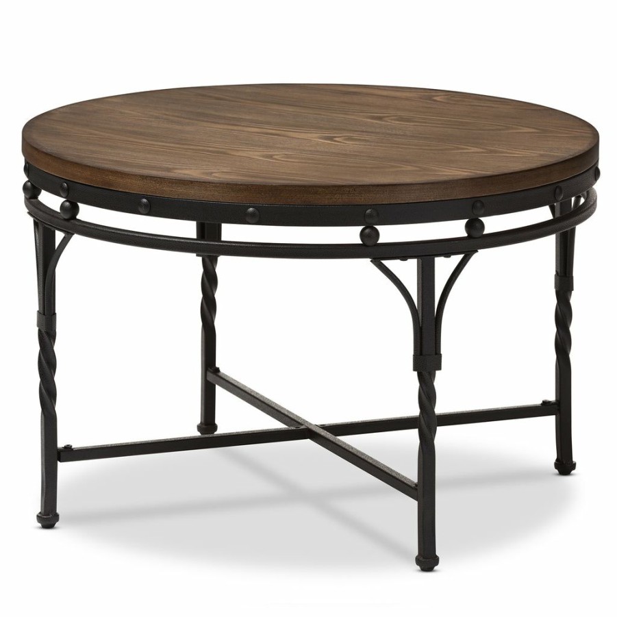 Drawer Table * | Baxton Studio Typical Style Austin Vintage Industrial Antique Bronze Round Coffee Cocktail Occasional Table