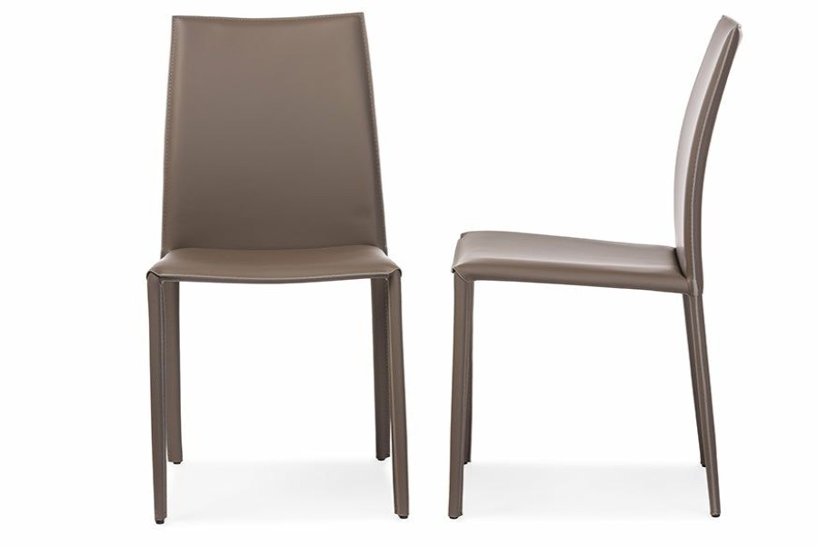 Dining Chair * | Baxton Studio 100% Guarantee Rockford Modern And Contemporary Taupe Bonded Leather Upholstered Dining Chair (Set Of 2)