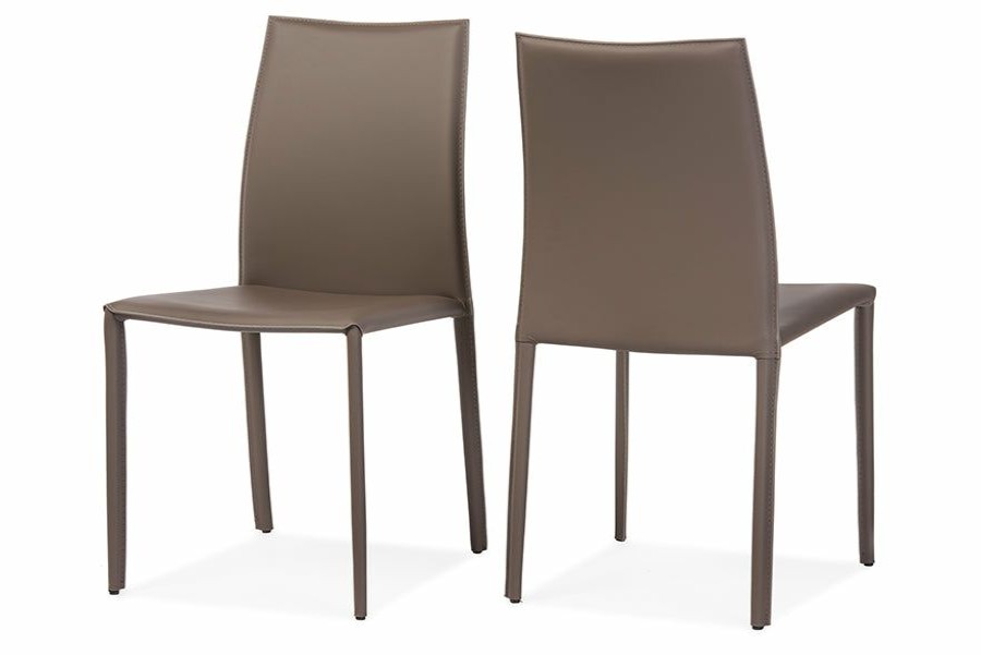 Dining Chair * | Baxton Studio 100% Guarantee Rockford Modern And Contemporary Taupe Bonded Leather Upholstered Dining Chair (Set Of 2)