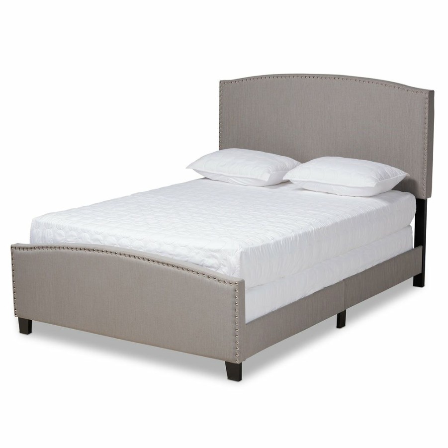 Bed * | Baxton Studio 100% Guarantee Morgan Modern Transitional Grey Fabric Upholstered Full Size Panel Bed