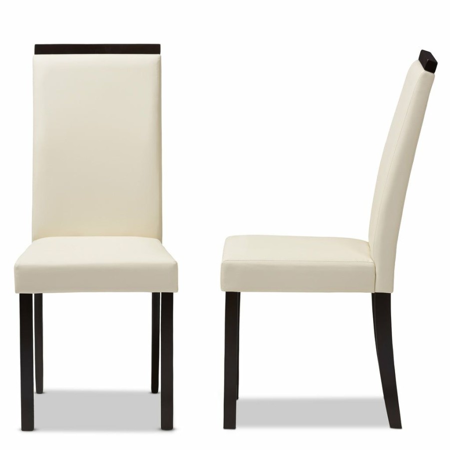 Dining Chair * | Baxton Studio Attractive Daveney Modern And Contemporary Cream Faux Leather Upholstered Dining Chair (Set Of 2)