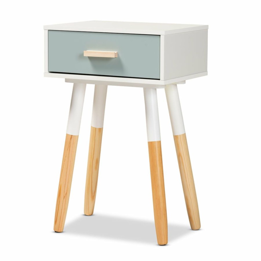 Nightstand * | Baxton Studio Top Sell Ilana Modern Transitional Oak Brown Finished And Multi-Colored Wood 1-Drawer Nightstand