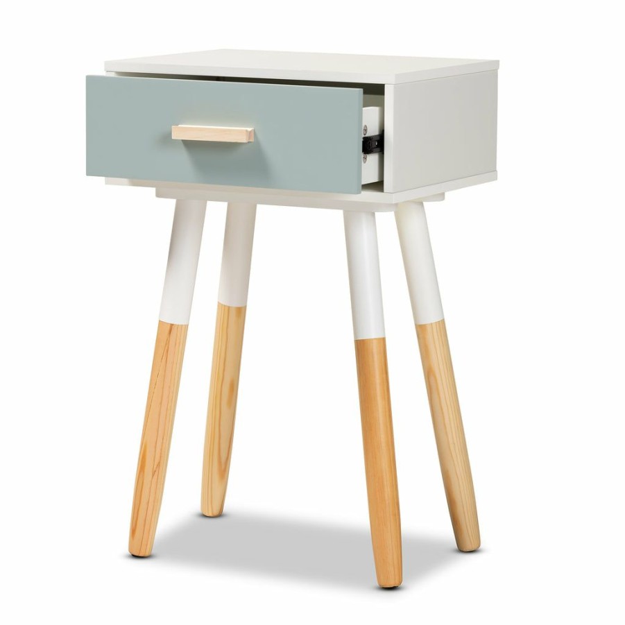 Nightstand * | Baxton Studio Top Sell Ilana Modern Transitional Oak Brown Finished And Multi-Colored Wood 1-Drawer Nightstand