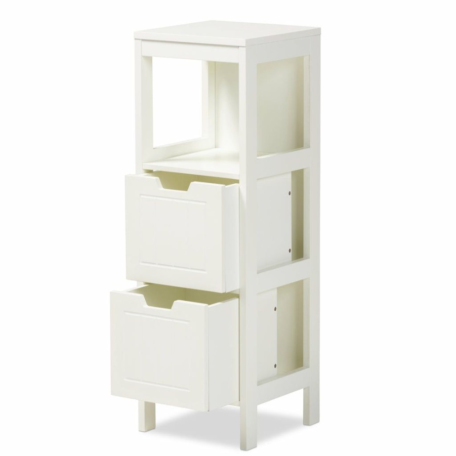 Shoe Cabinet * | Baxton Studio High Quality Reuben Cottage And Farmhouse White Finished 2-Drawer Wood Storage Cabinet