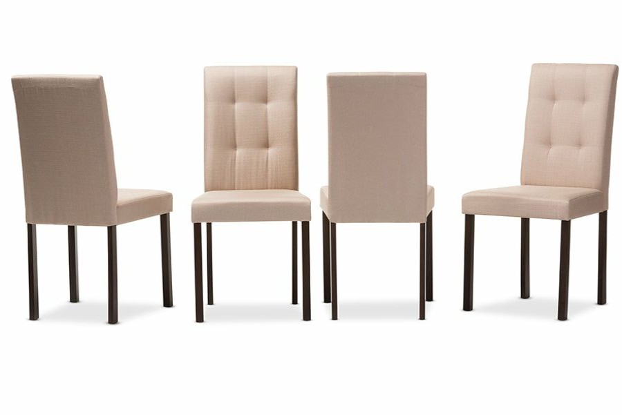 Dining Chair * | Baxton Studio Fashion Andrew Modern Contemporary Fabric Upholstered Grid-Tufting Dining Chair (Set Of 4)