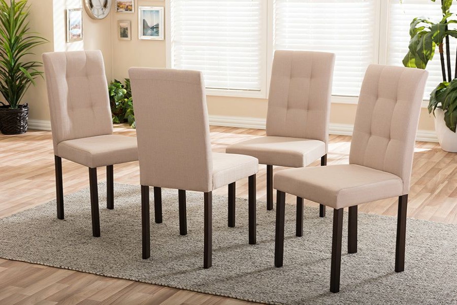 Dining Chair * | Baxton Studio Fashion Andrew Modern Contemporary Fabric Upholstered Grid-Tufting Dining Chair (Set Of 4)