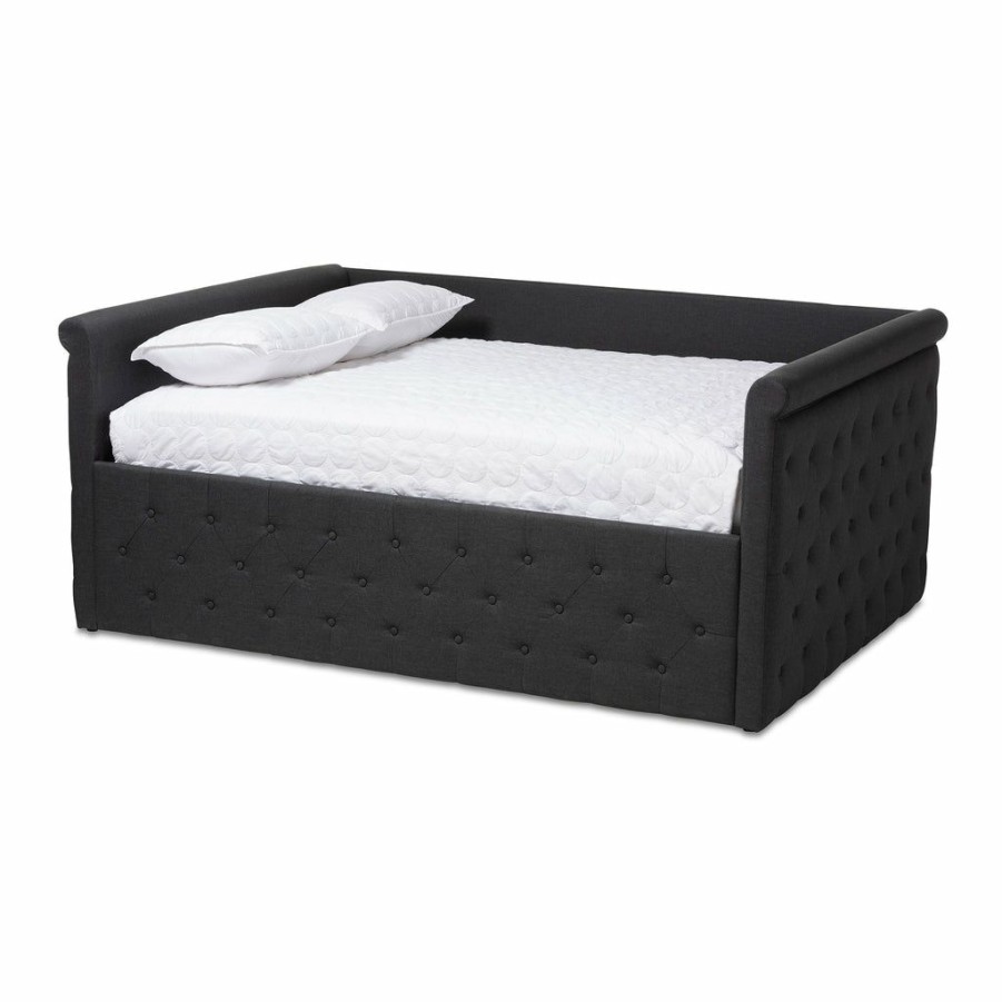 Bed * | Baxton Studio Cheap Amay Modern Contemporary Fabric Upholstered Queen Size Daybed