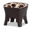 Upholstered Headboard * | Baxton Studio Less Expensive Sally Modern And Contemporary Cow-Print Patterned Fabric Brown Faux Leather Upholstered Accent Stool With Nail Heads