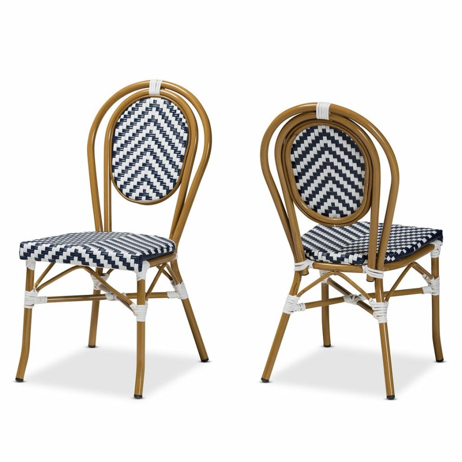 Dining Chair * | Baxton Studio Cheap Alaire Classic French Indoor And Outdoor Bamboo Style Stackable 2-Piece Bistro Dining Chair Set