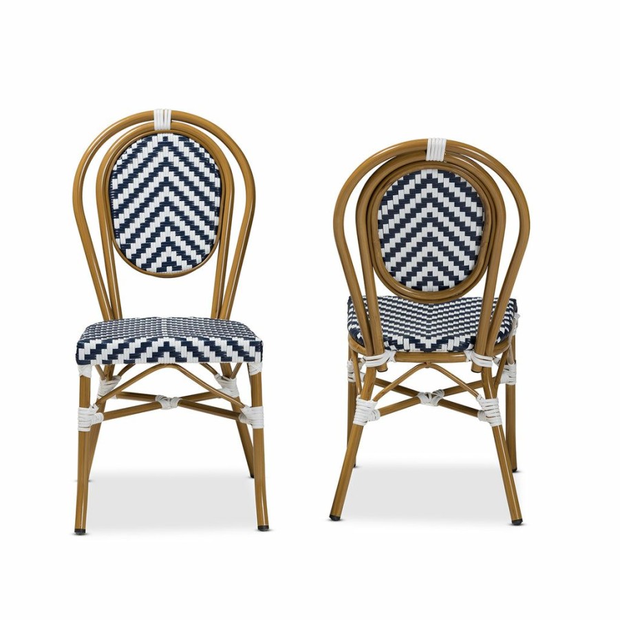 Dining Chair * | Baxton Studio Cheap Alaire Classic French Indoor And Outdoor Bamboo Style Stackable 2-Piece Bistro Dining Chair Set