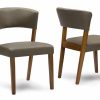 Dining Chair * | Baxton Studio Low Price Montreal Mid-Century Dark Walnut Wood Grey Faux Leather Dining Chairs (Set Of 2)