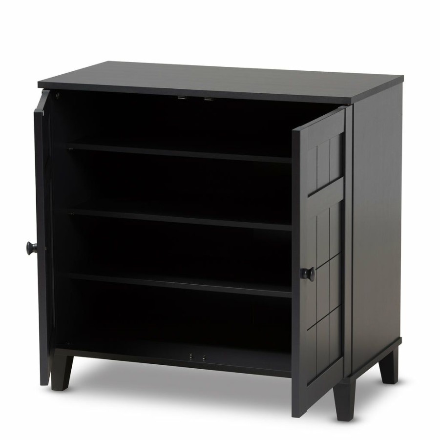 Shoe Cabinet * | Baxton Studio Best Price Glidden Modern Contemporary Dark Grey Wood Shoe Storage Cabinet