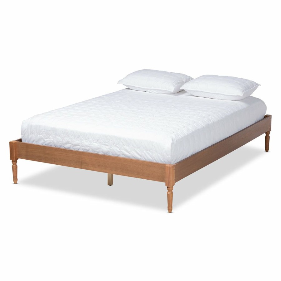 Bed * | Baxton Studio Less Expensive Colette French Bohemian Ash Walnut Finished Wood King Size Platform Bed Frame