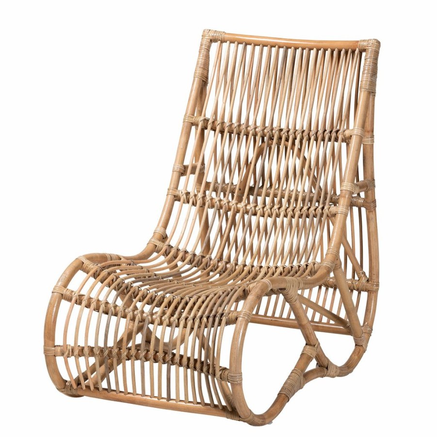 Chair * | Baxton Studio Attractive Genera Modern Bohemian Natural Rattan Lounge Chair