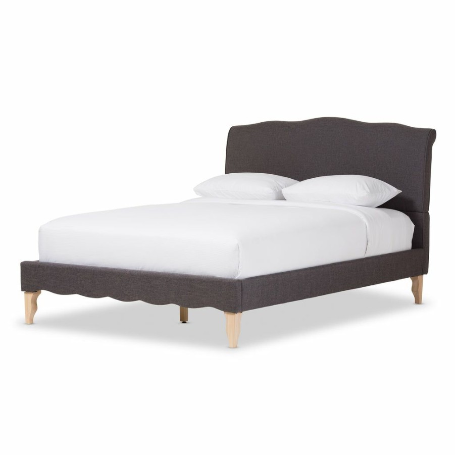 Bed * | Baxton Studio Less Expensive Fannie French Classic Modern Style Fabric Full Size Platform Bed