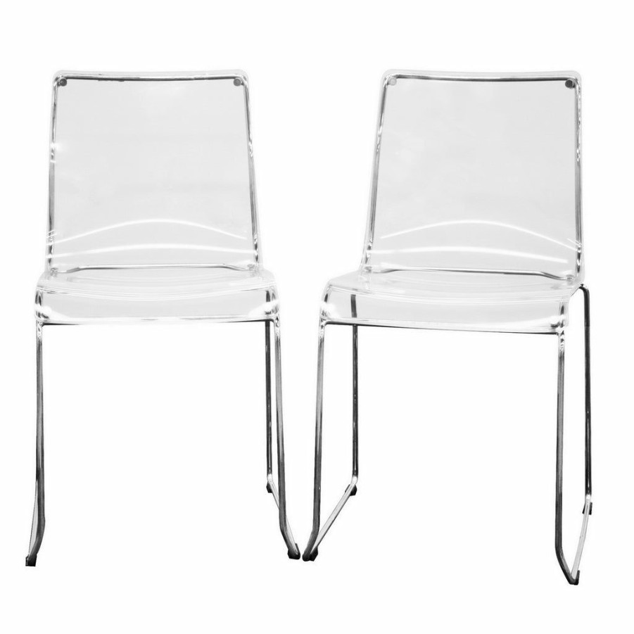 Dining Chair * | Baxton Studio Low Price Lino Transparent Clear Acrylic Dining Chair (Set Of 2)