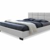 Bed * | Baxton Studio Best Price Vivaldi Modern And Contemporary White Faux Leather Padded Platform Base Queen Size Bed Frame