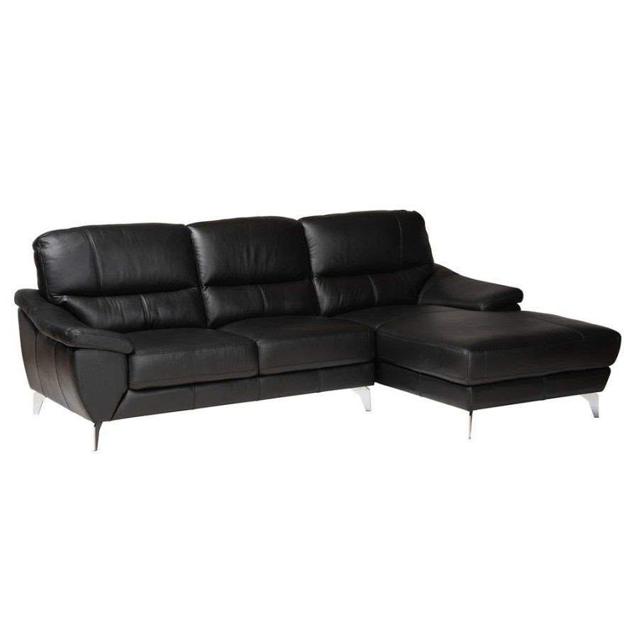 Sofa * | Baxton Studio Top Sell Townsend Modern Full Leather Sectional Sofa With Right Facing Chaise