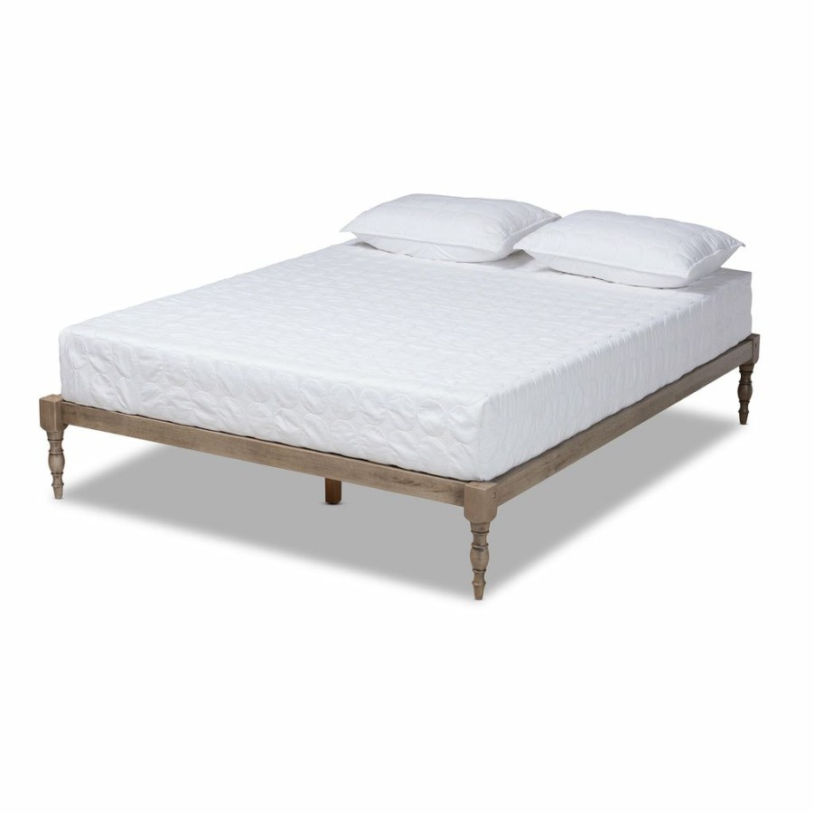 Bed * | Baxton Studio Cheap Iseline Modern And Contemporary Antique Grey Finished Wood Full Size Platform Bed Frame