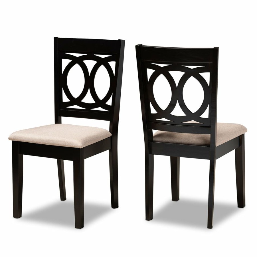 Dining Chair * | Baxton Studio Bestsellers Lenoir Modern Contemporary Fabric Upholstered Espresso Brown Finished Wood 2-Piece Dining Chair Set Set