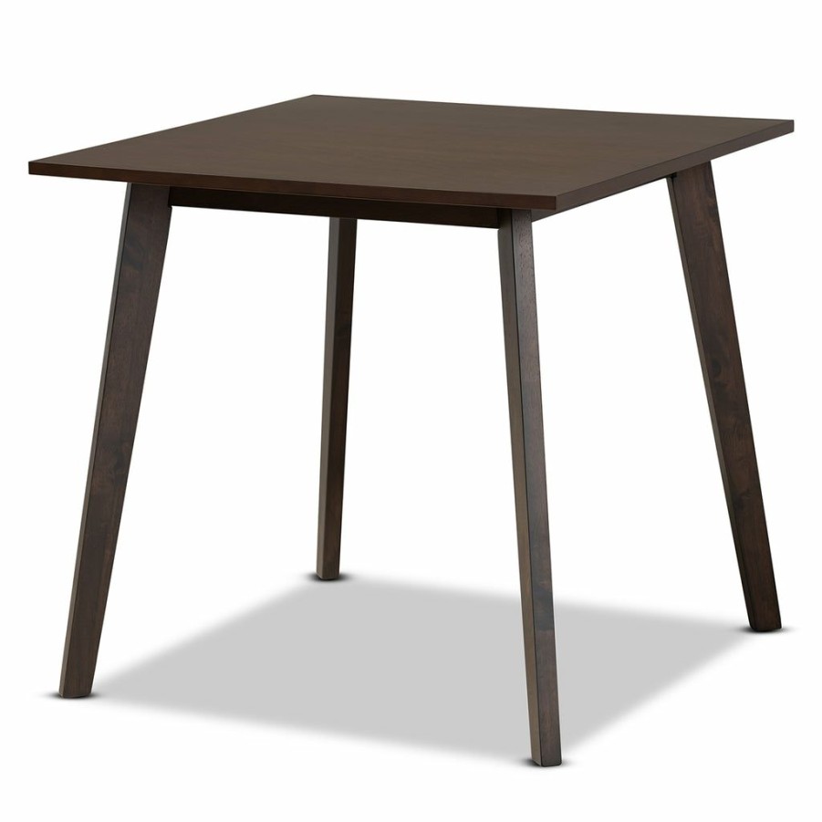 Drawer Table * | Baxton Studio Fashion Britte Mid-Century Modern Dark Oak Brown Finished Square Wood Dining Table