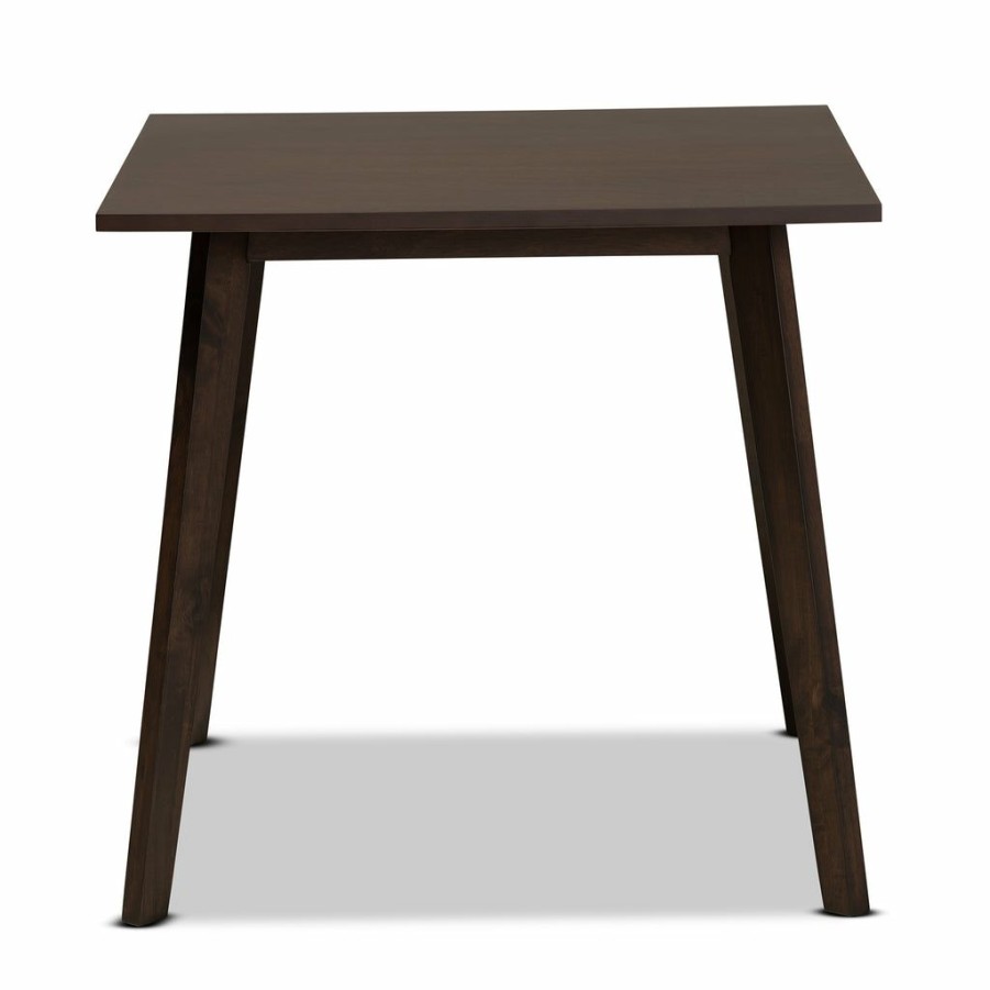 Drawer Table * | Baxton Studio Fashion Britte Mid-Century Modern Dark Oak Brown Finished Square Wood Dining Table