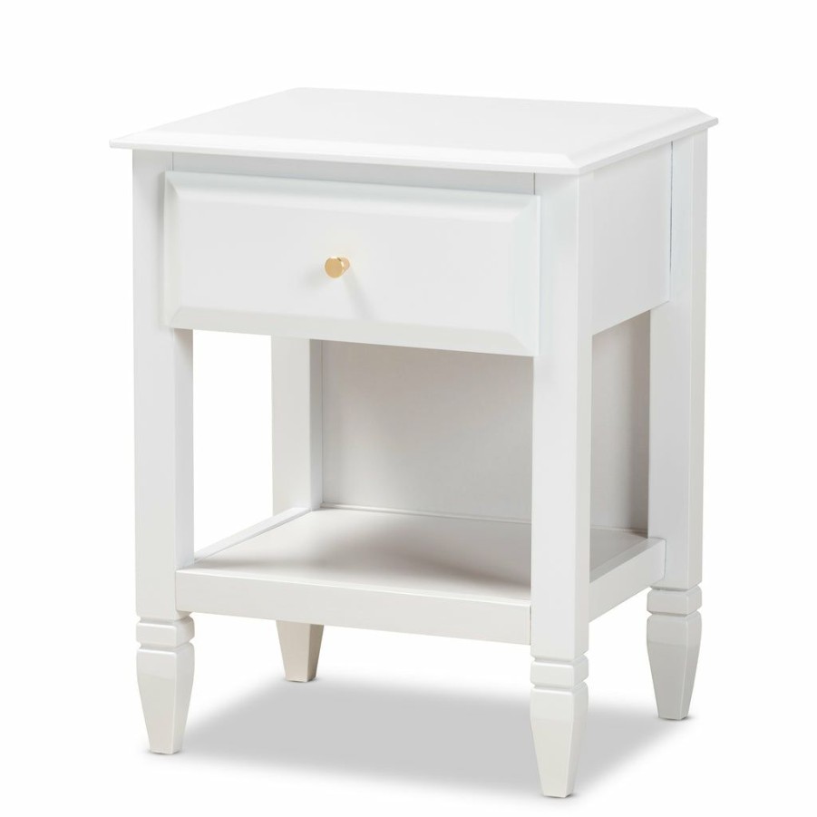 Nightstand * | Baxton Studio Attractive Naomi Classic And Transitional White Finished Wood 1-Drawer Bedroom Nightstand