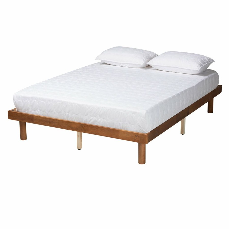 Bed * | Baxton Studio Fashion Winston Mid-Century Modern Finished Wood Platform Bed Frame Walnut Brown