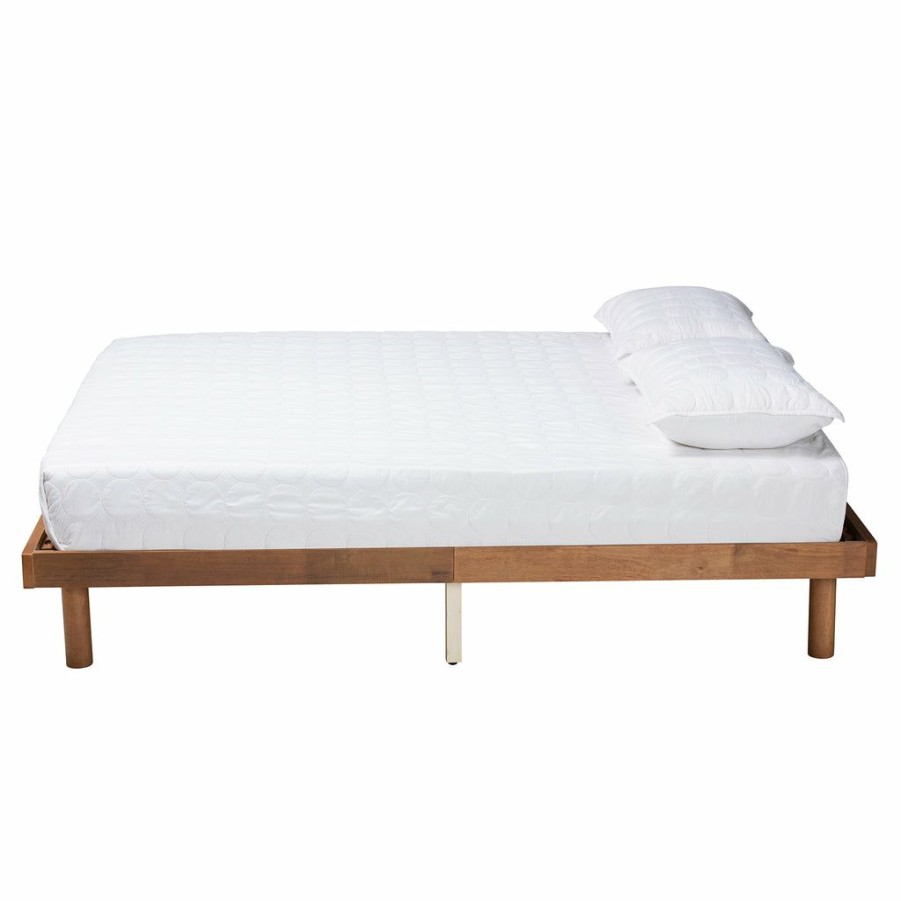 Bed * | Baxton Studio Fashion Winston Mid-Century Modern Finished Wood Platform Bed Frame Walnut Brown