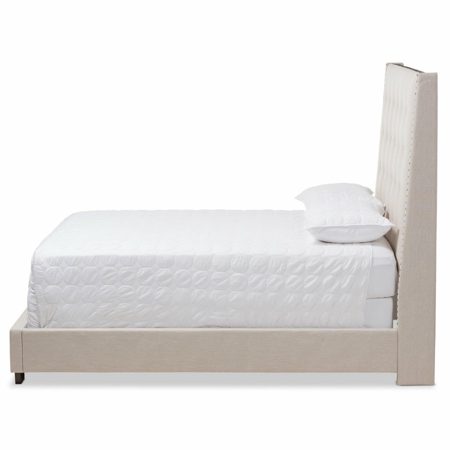 Bed * | Baxton Studio Attractive Georgette Modern And Contemporary Light Beige Fabric Upholstered Queen Size Bed