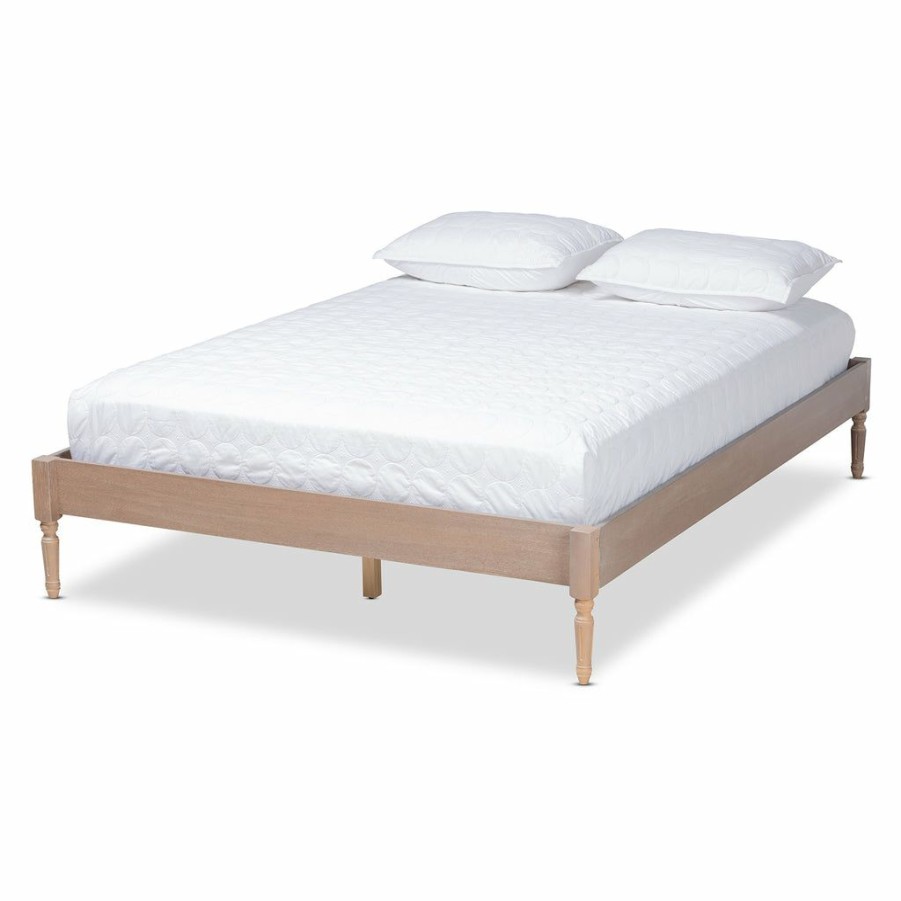 Bed * | Baxton Studio Typical Style Colette French Bohemian Antique Oak Finished Wood Queen Size Platform Bed Frame