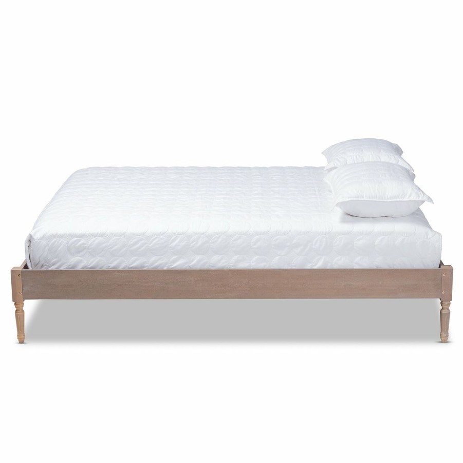 Bed * | Baxton Studio Typical Style Colette French Bohemian Antique Oak Finished Wood Queen Size Platform Bed Frame